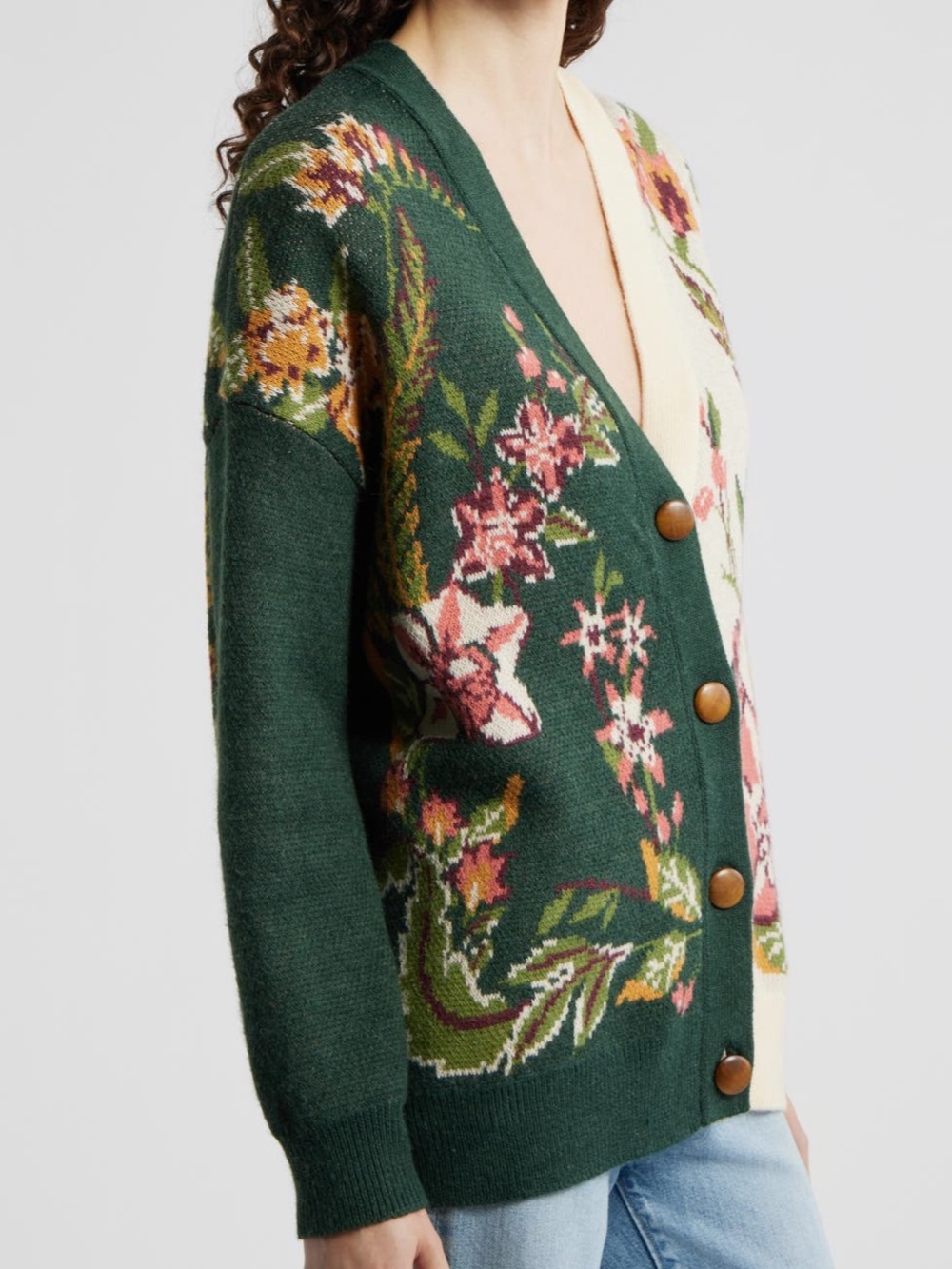 FARM Rio Nature V-Neck Cardigan in Sand Size Small NWT Oversized - Picture 3 of 10